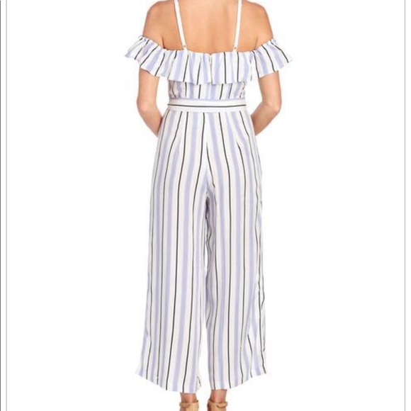Striped off the shoulder cropped jumpsuit - Picture 2 of 8
